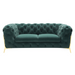Quincey - Transitional Emerald Green Velvet Loveseat