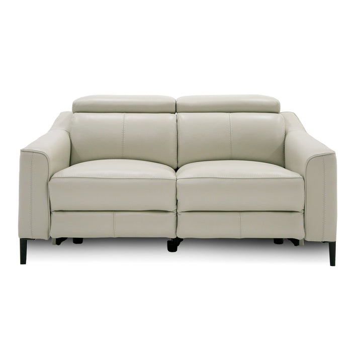 Eden - Modern Grey Leather Loveseat with 2 Recliners