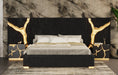 Aspen - Modern Black + Gold Bed + Nightstands