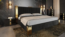 Token - Modern Black + Gold Bed + Nightstands