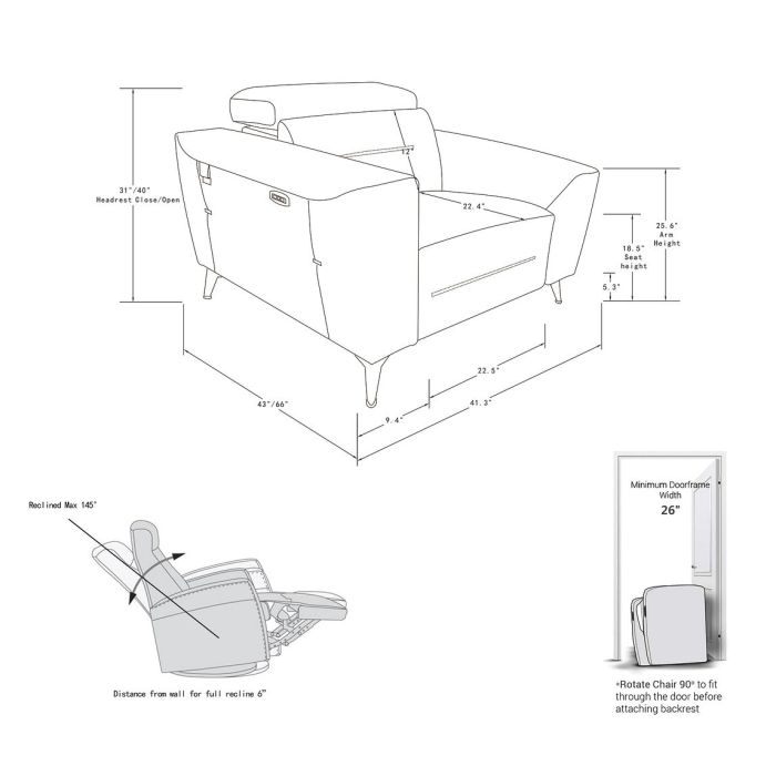 DivanItalia 989 Power Reclining Chair | Italian Leather
