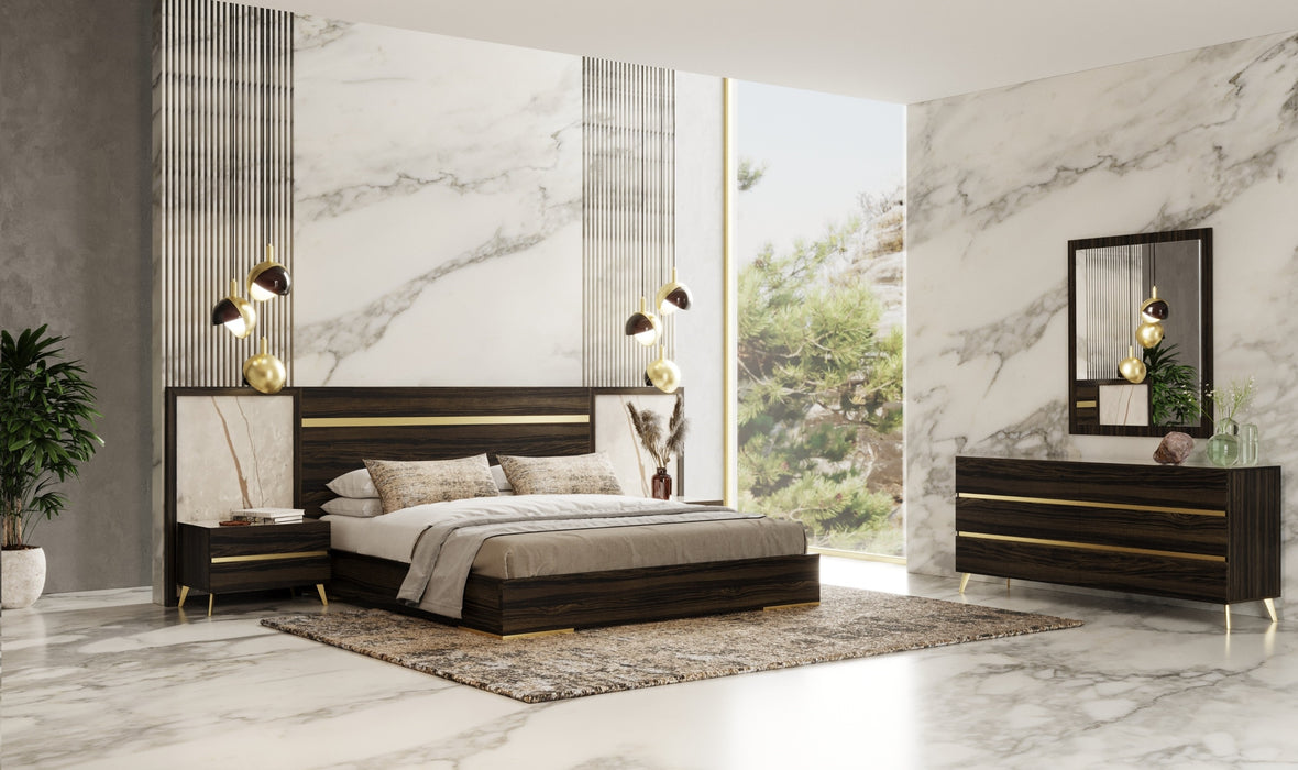 Queen Velondra - Modern Eucalypto + Marble 4-Piece Bedroom Set