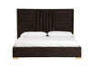 Daystar - Modern Dark Brown Velvet & Gold Bed
