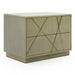 Nixa - Modern Beige Velvet + Brushed Bronze Bed + Birch Nightstands