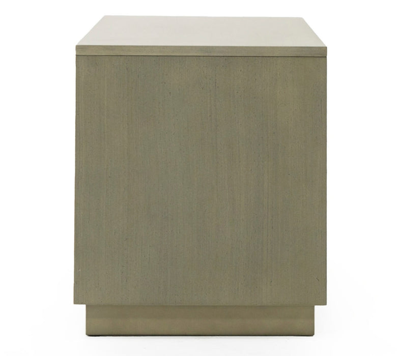 Nixa - Modern Wide Birch + Brushed Bronze Nightstand
