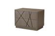 Nixa - Modern Beige Velvet + Brushed Bronze + Birch Bed + Nightstands-queen