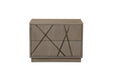 Nixa - Modern Beige Velvet + Brushed Bronze + Birch Bed + Nightstands-queen