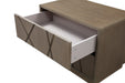 Nixa - Modern Beige Velvet + Brushed Bronze + Birch Bed + Nightstands-queen