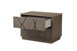 Nixa - Modern Beige Velvet + Brushed Bronze + Birch Bed + Nightstands-queen