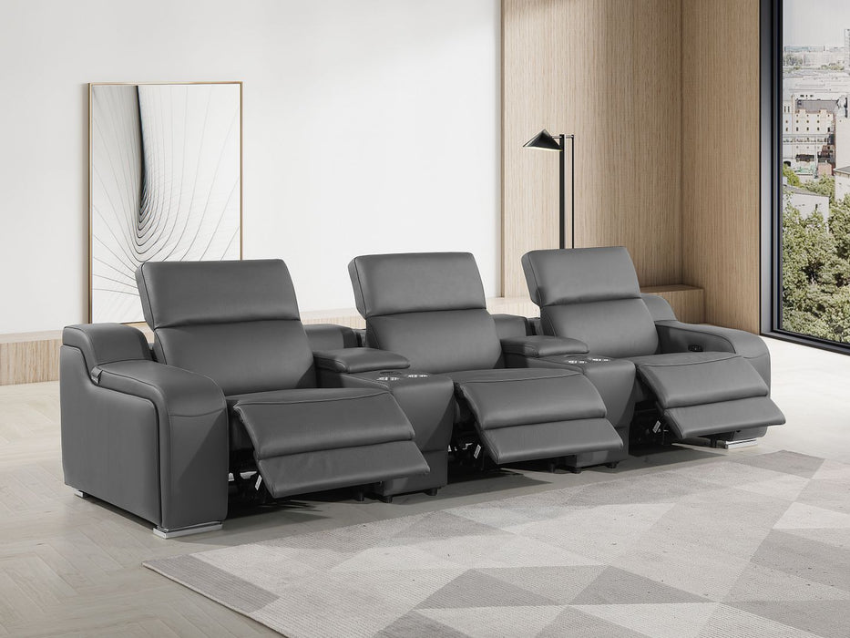 Global United 6111 L-Shaped Power Reclining Sectional | Genuine Leather