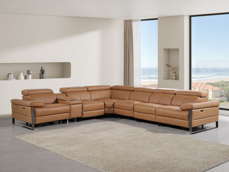 DivanItalia 1246 7-Piece-4PR Sectional Cognac
