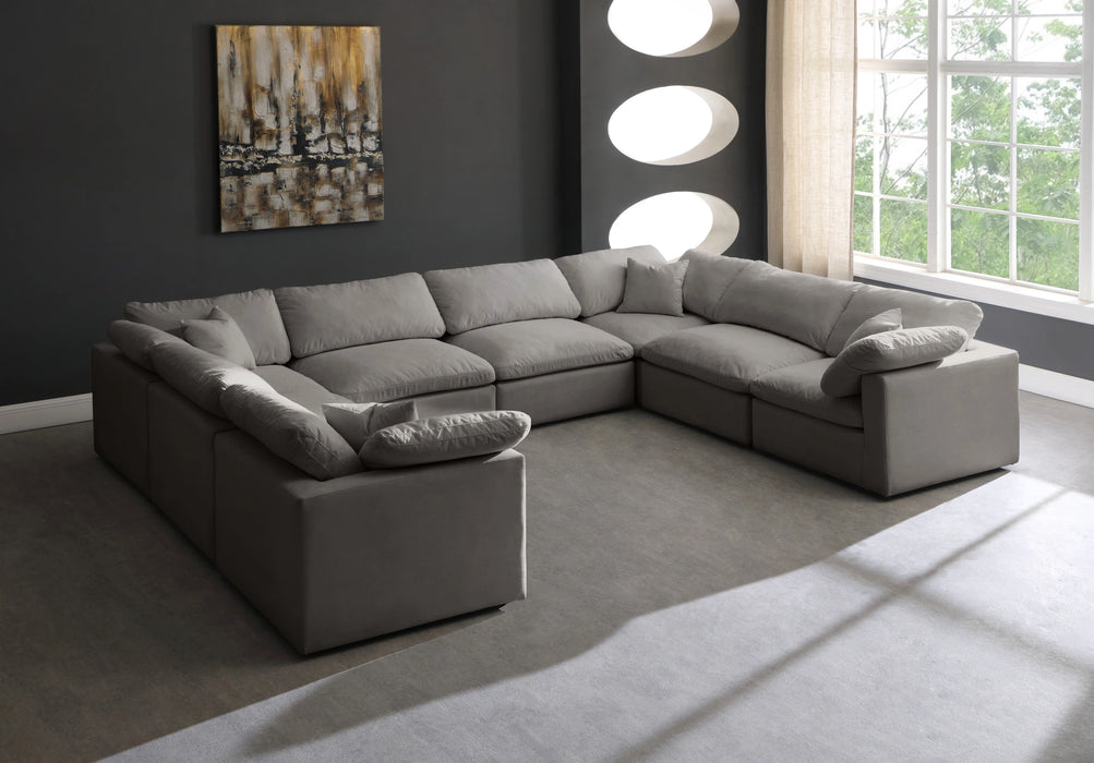 Plush Grey Velvet Standard Cloud Modular Sectional
