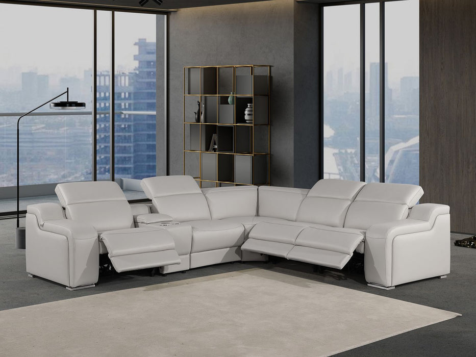 Global United 6111 6-Piece L-Shaped Power Sectional – Light Grey