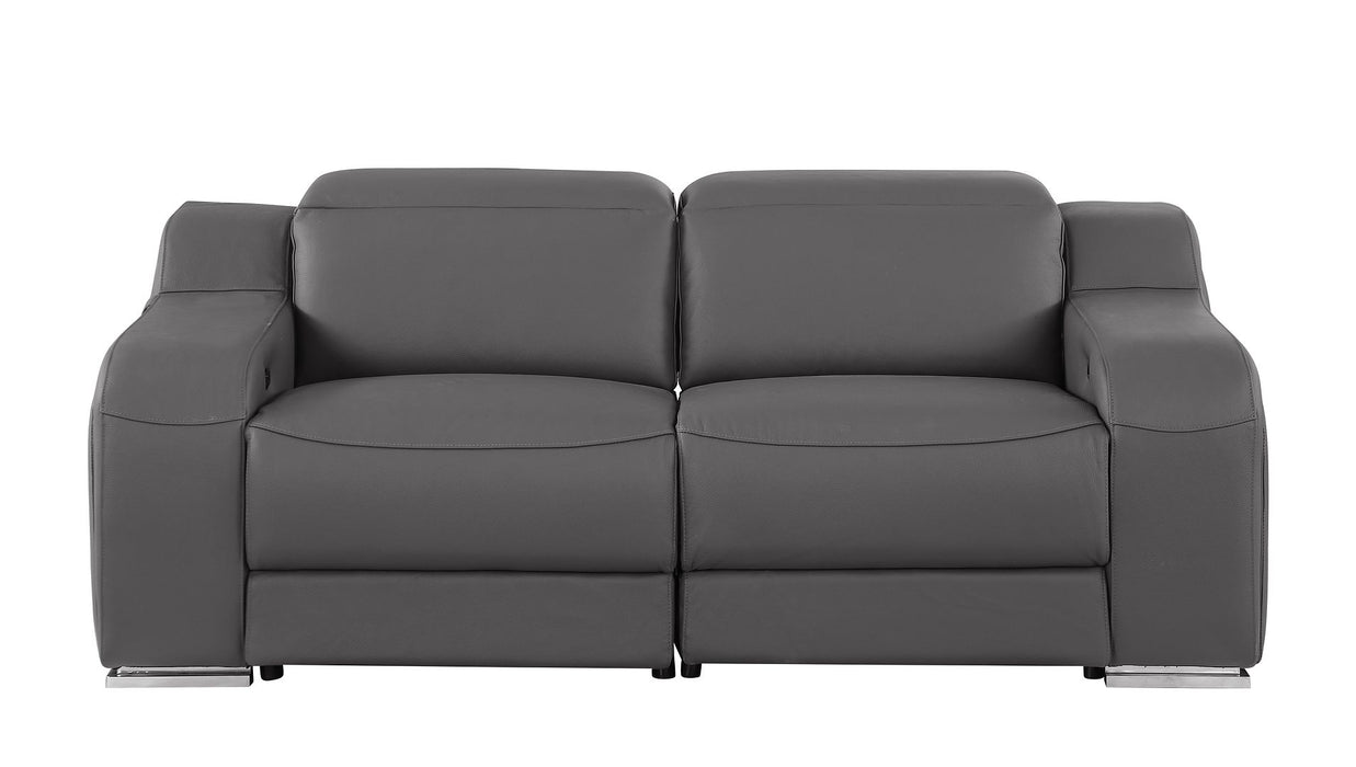 Global United 6111 Power Reclining Loveseat | Genuine Leather