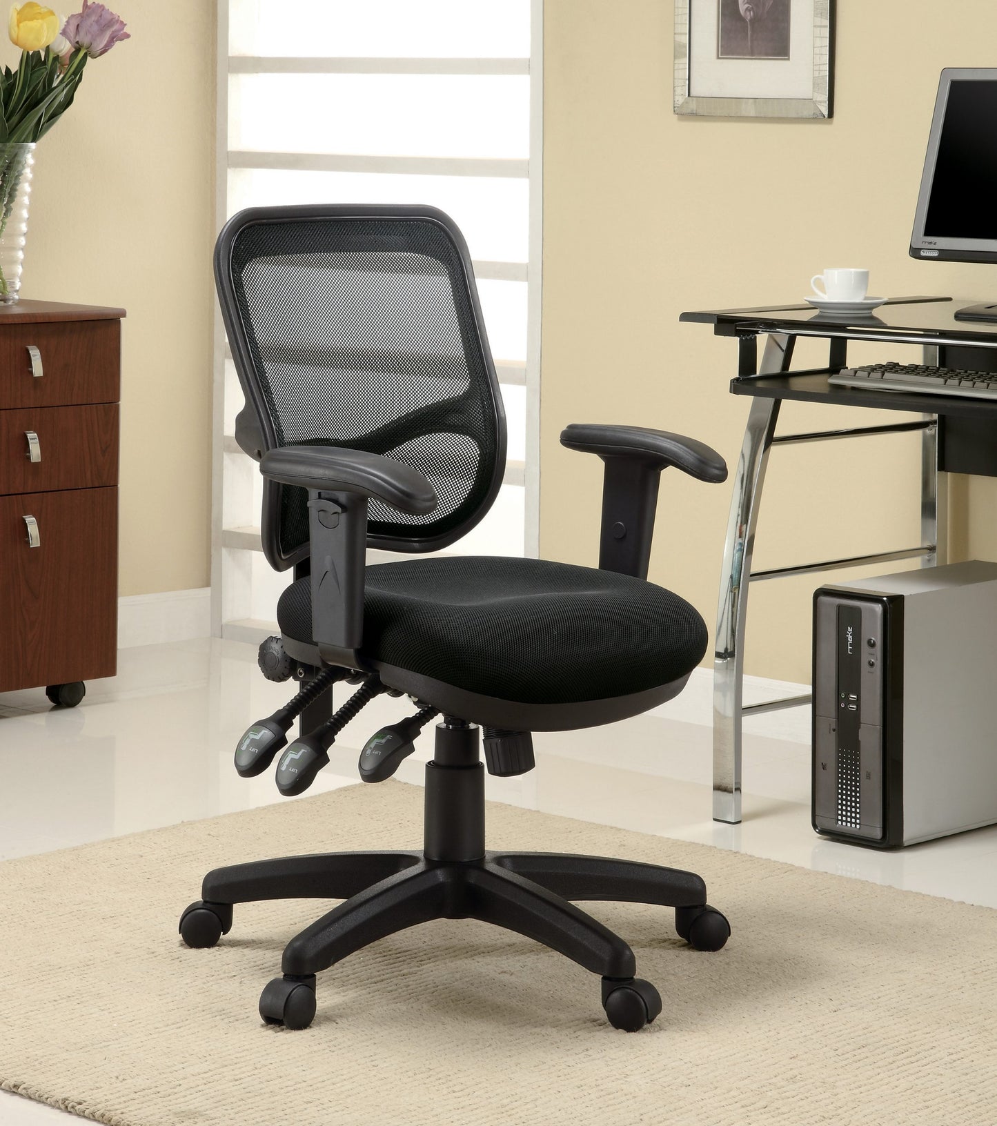 BLACK - ADJUSTABLE HEIGHT OFFICE CHAIR