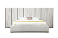 Nixa - Modern Beige Velvet + Brushed Bronze Bed-queen