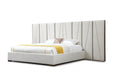 Nixa - Modern Beige Velvet + Brushed Bronze + Birch Bed + Nightstands-queen