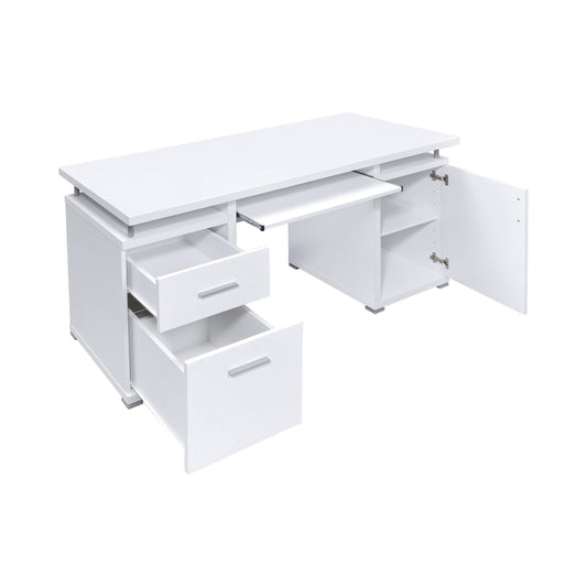 WHITE - 2-DRAWER OFFICE DESK