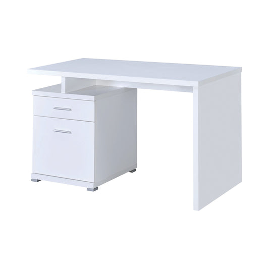 WHITE - 2-DRAWER OFFICE DESK WITH CABINET