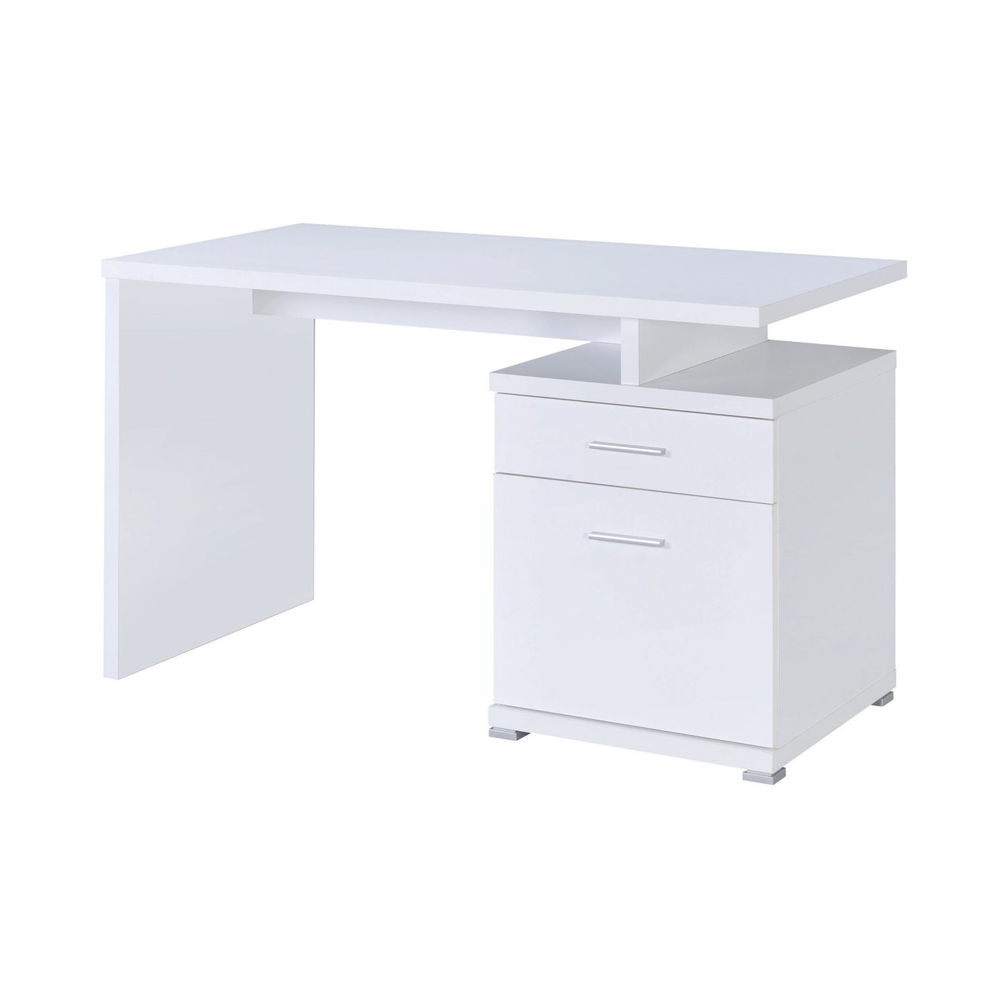 WHITE - 2-DRAWER OFFICE DESK WITH CABINET