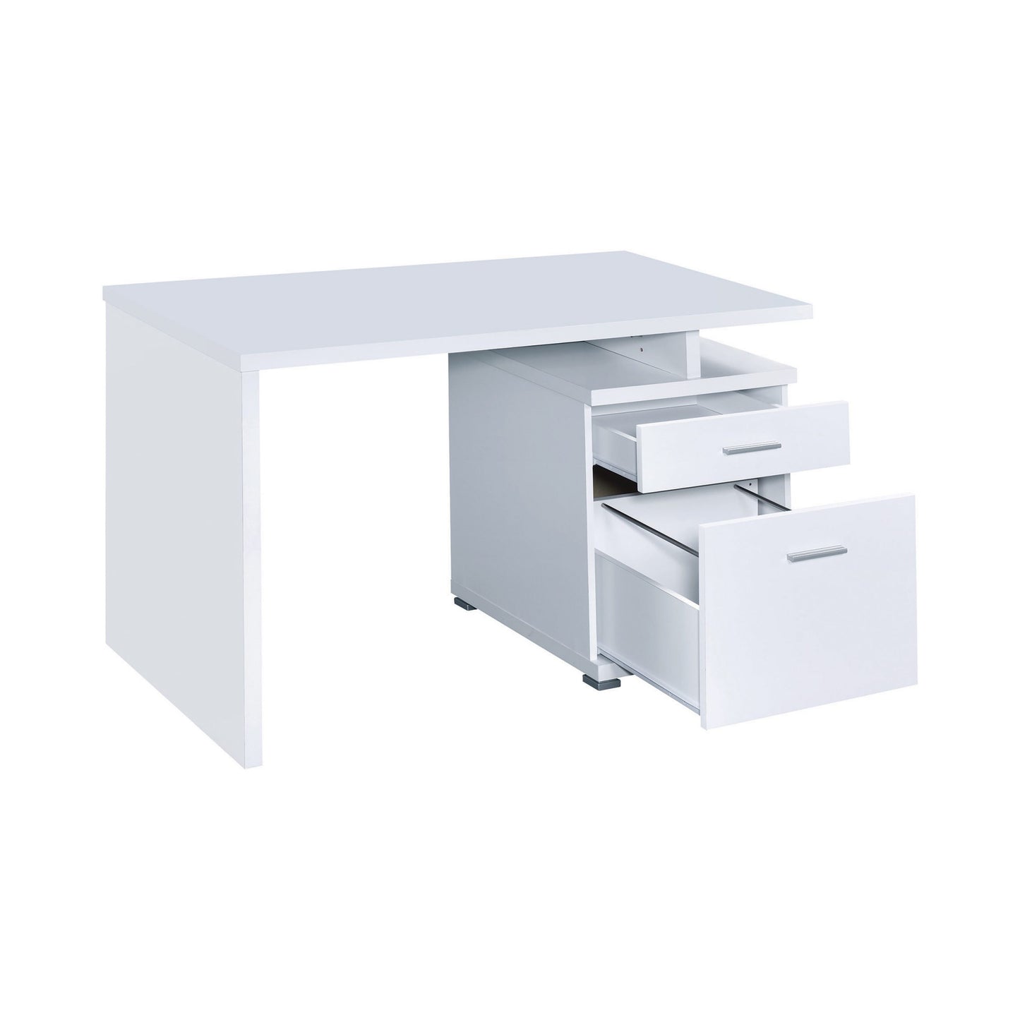 WHITE - 2-DRAWER OFFICE DESK WITH CABINET