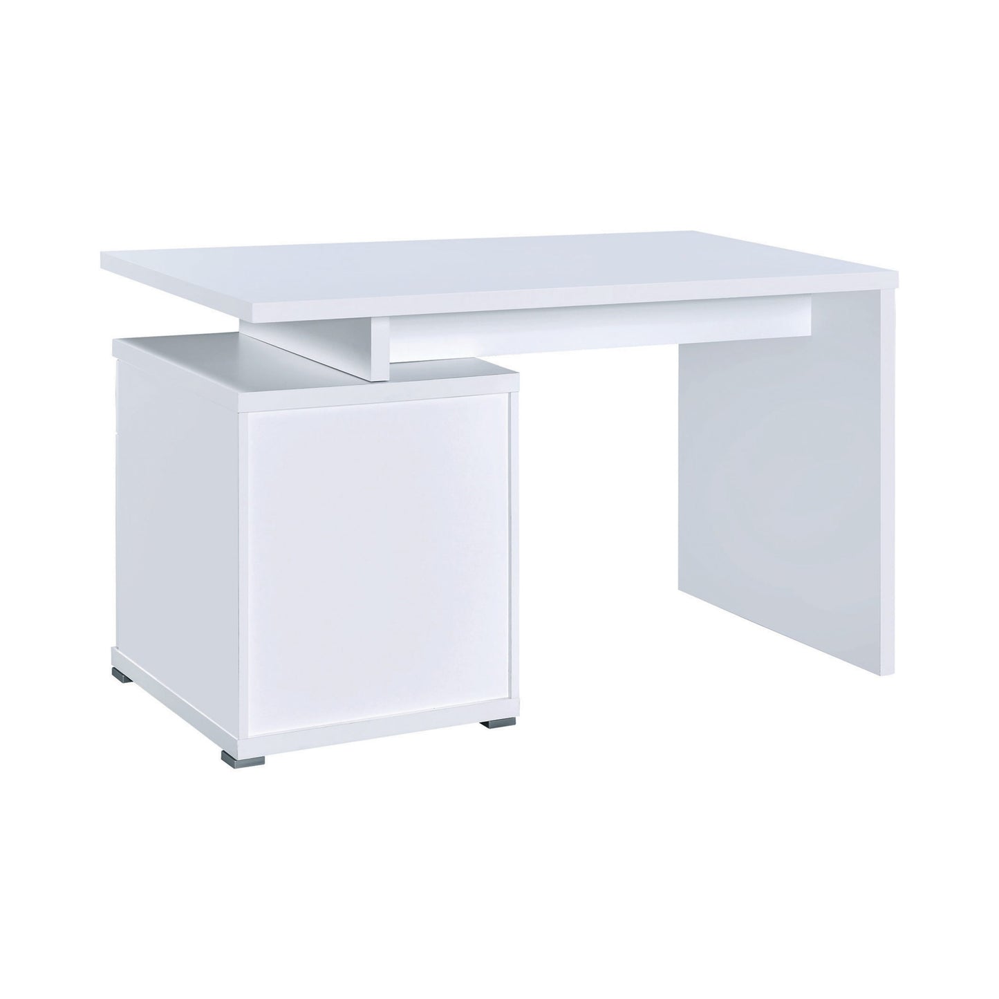 WHITE - 2-DRAWER OFFICE DESK WITH CABINET