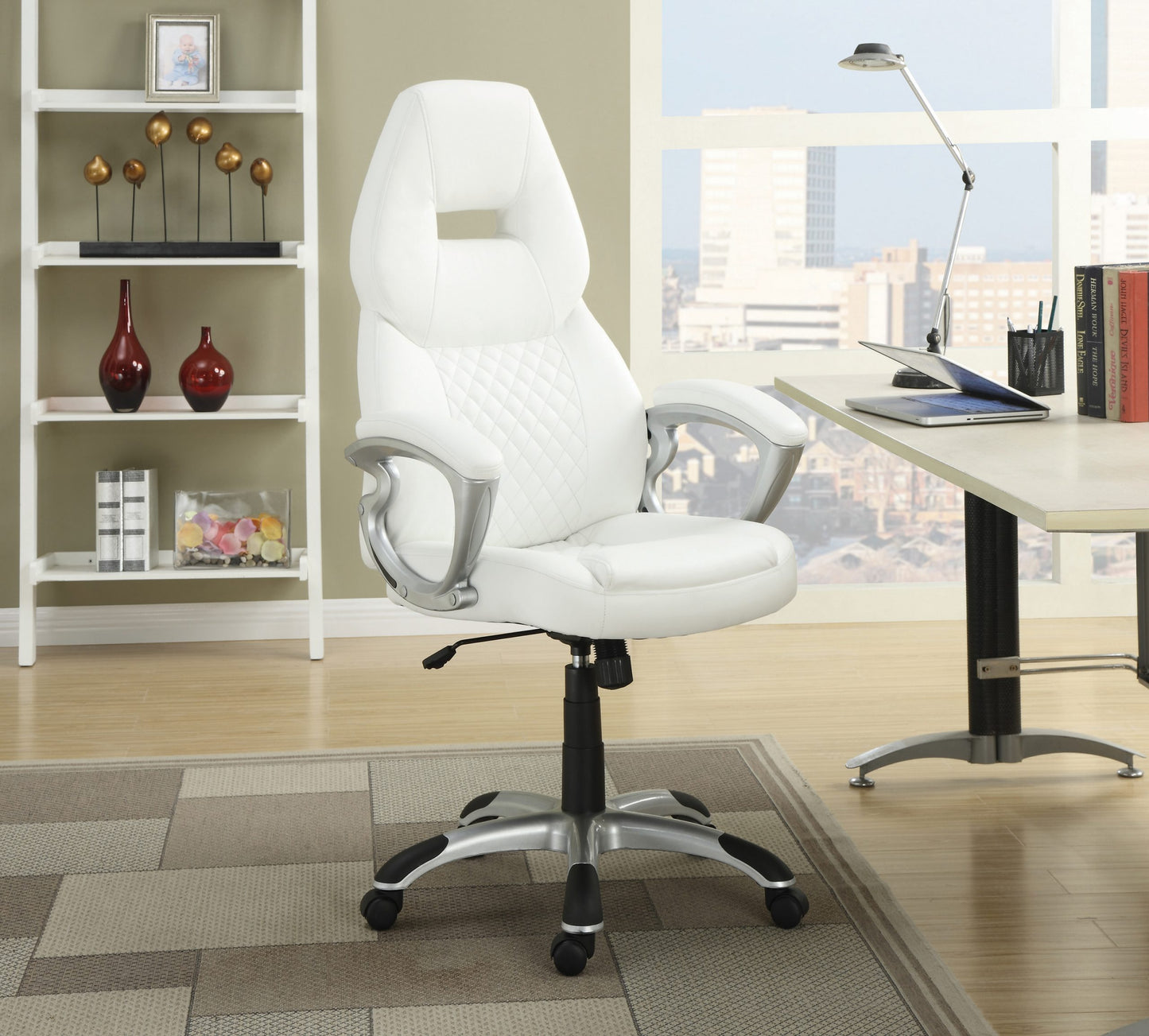 WHITE - ADJUSTABLE HEIGHT OFFICE CHAIR