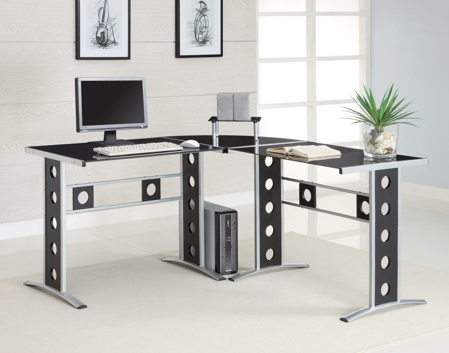 BLACK - COMPUTER DESK SET