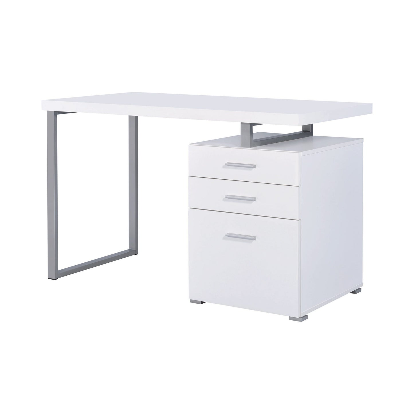 WHITE - 3-DRAWER OFFICE DESK