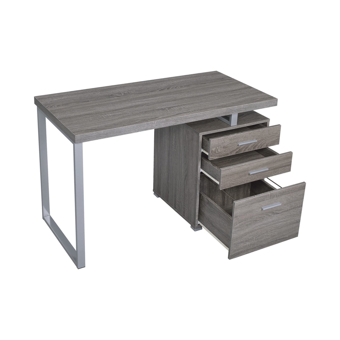 WEATHERED GREY - 3-DRAWER OFFICE DESK