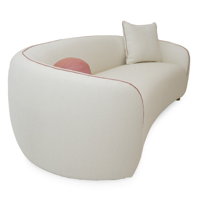 Winfree Modern Off White + Coral Fabric 3-Seater Sofa