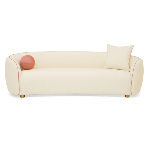 Winfree Modern Off White + Coral Fabric 3-Seater Sofa