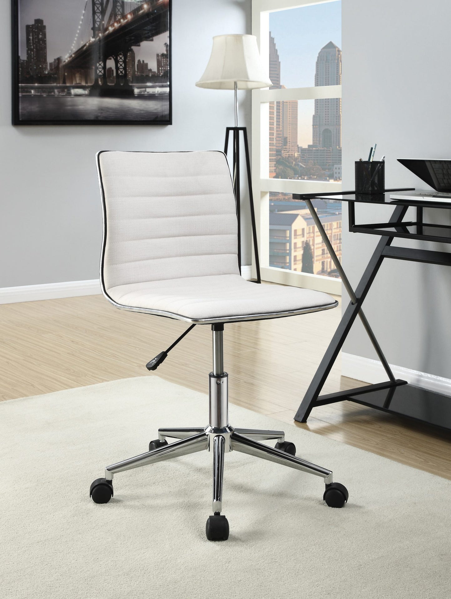 WHITE - ADJUSTABLE HEIGHT OFFICE CHAIR