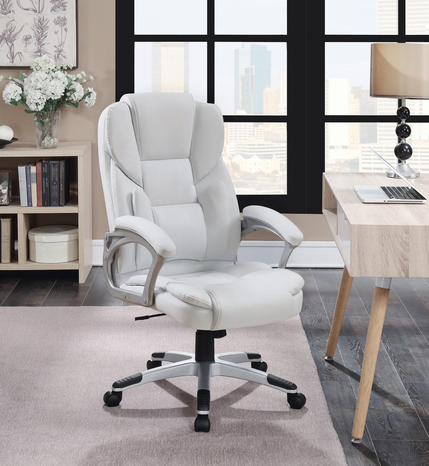 WHITE - ADJUSTABLE HEIGHT OFFICE CHAIR