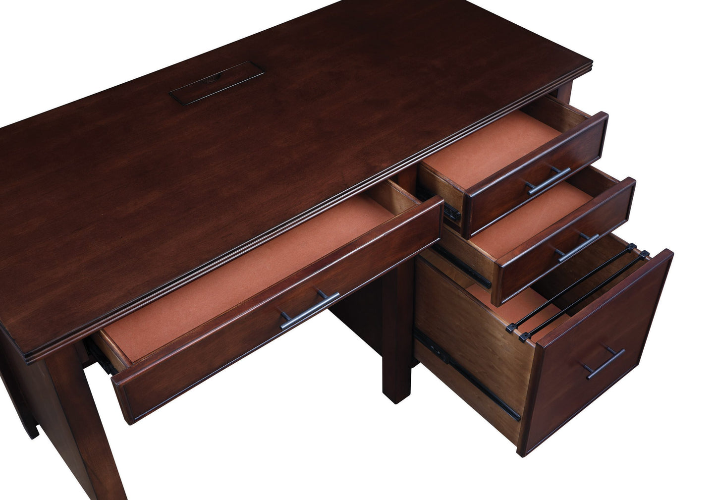 RED BROWN - OFFICE DESK WITH OUTLET