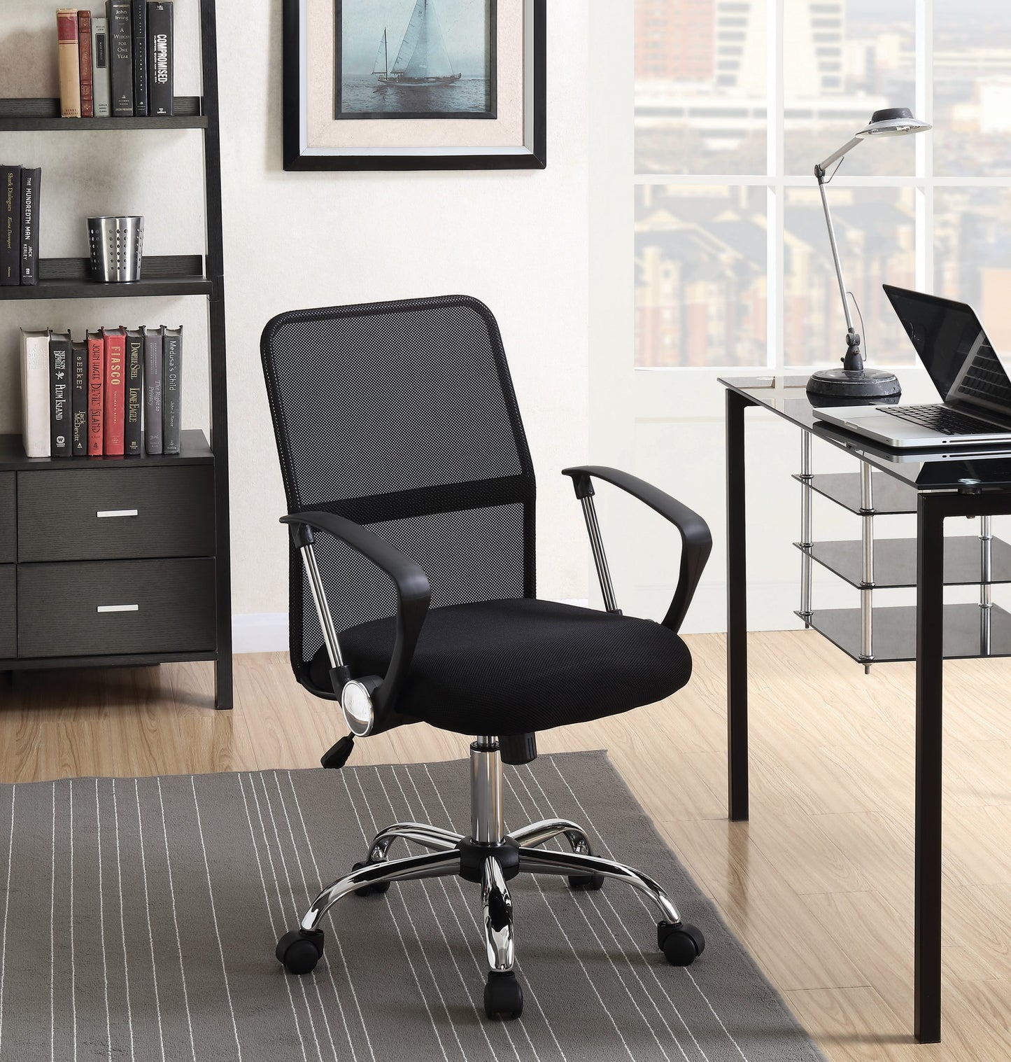 BLACK - OFFICE CHAIR WITH MESH BACKREST