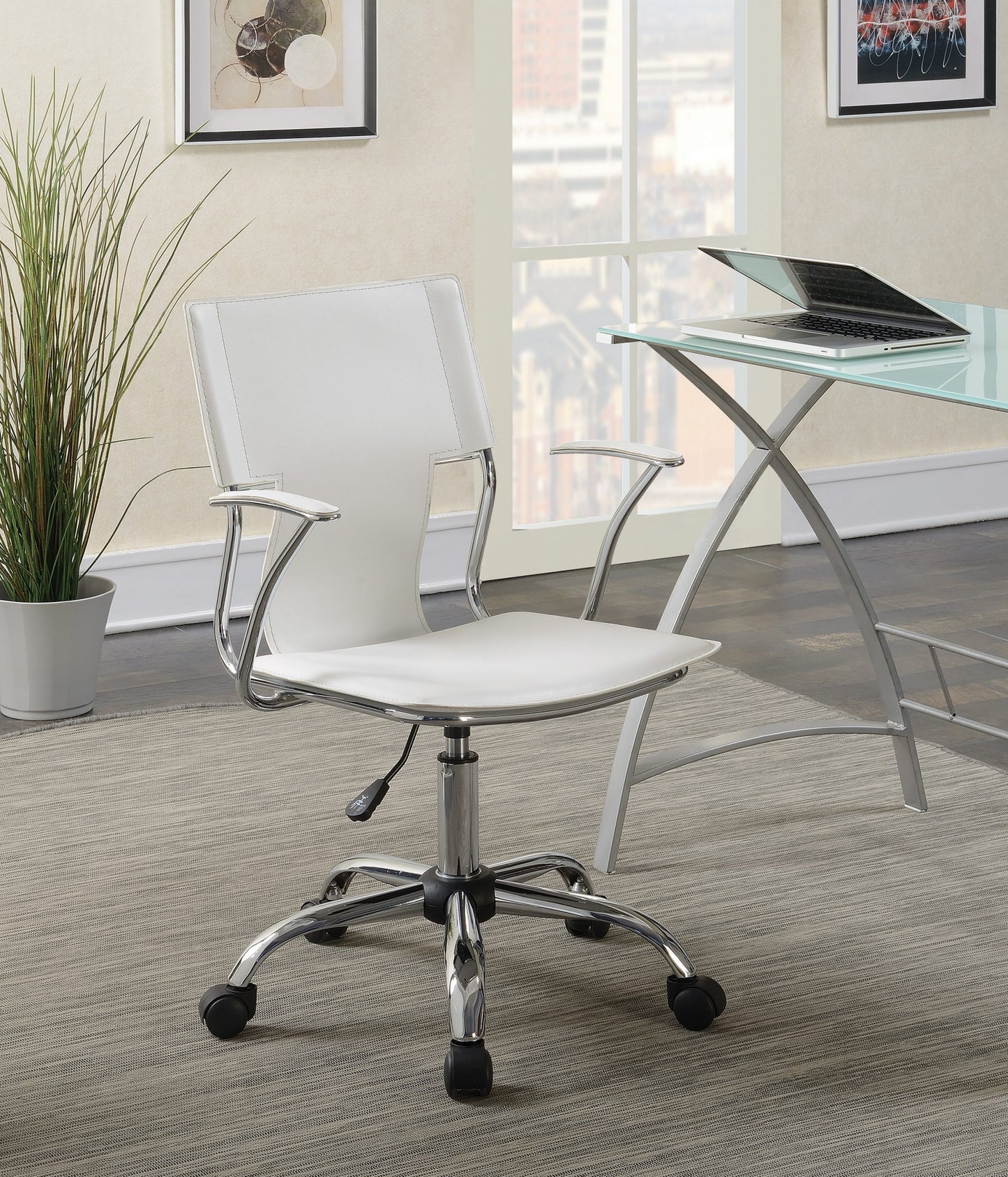 WHITE - ADJUSTABLE HEIGHT OFFICE CHAIR