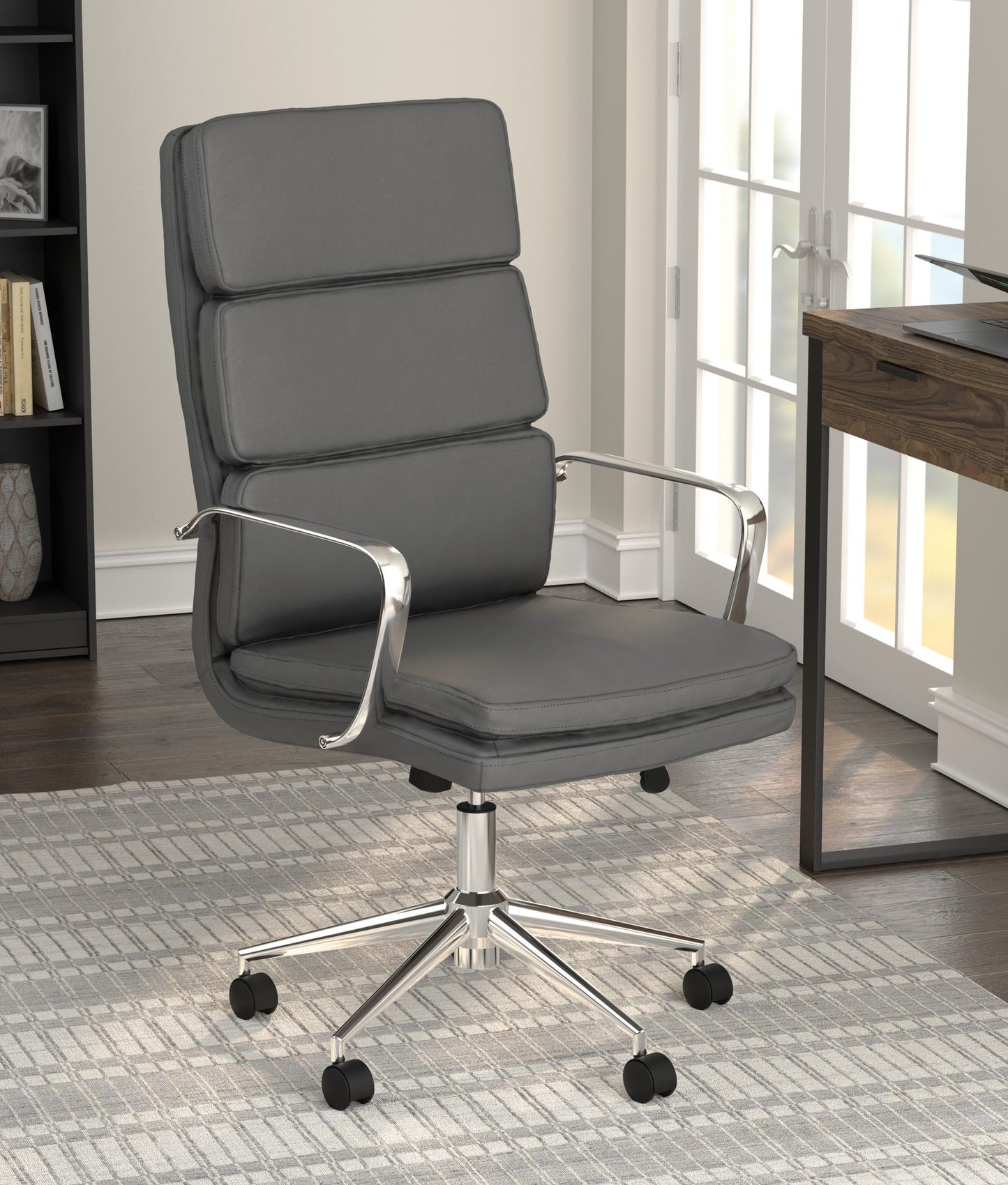 GREY - HIGH BACK UPHOLSTERED OFFICE CHAIR