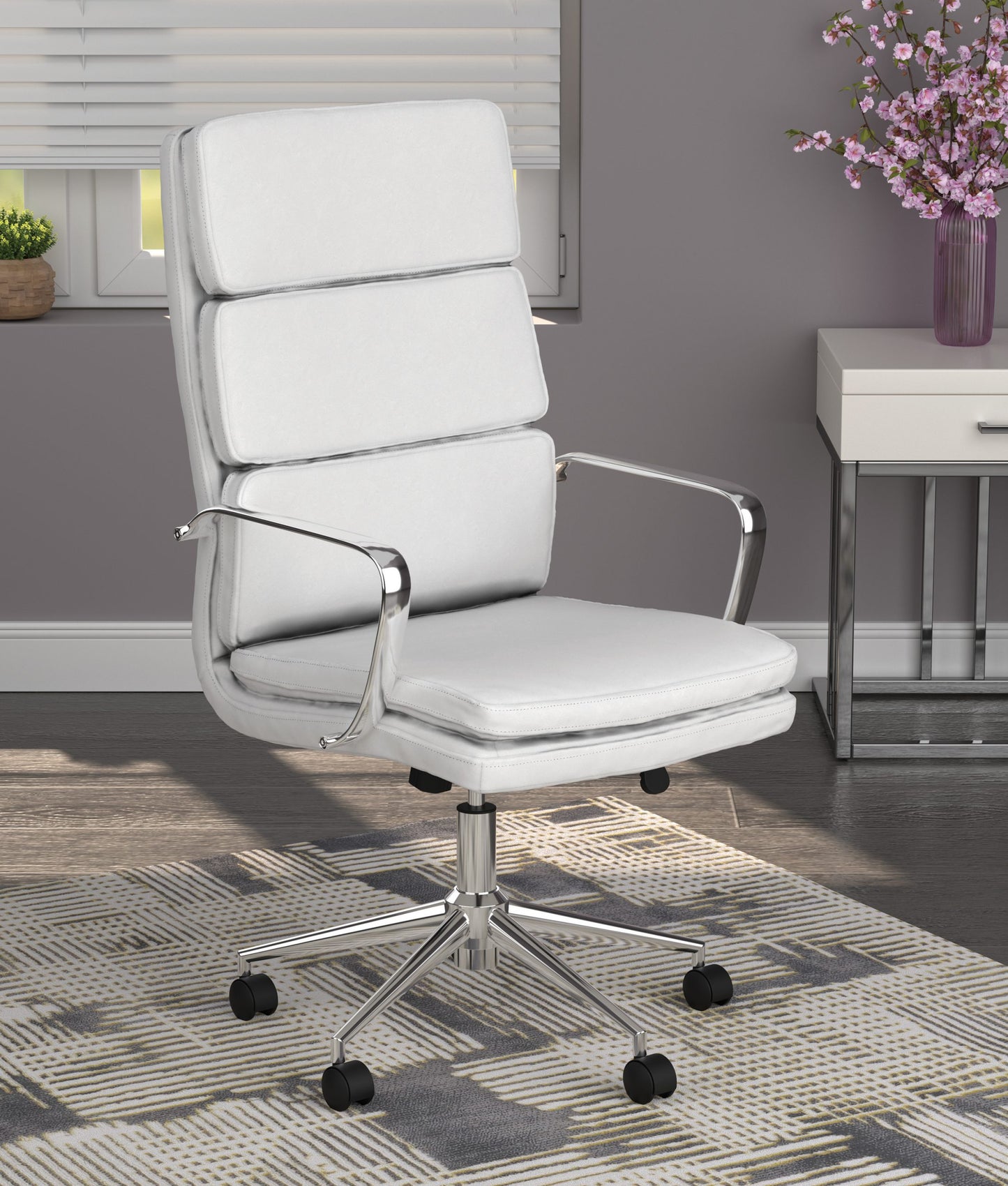 WHITE - HIGH BACK UPHOLSTERED OFFICE CHAIR