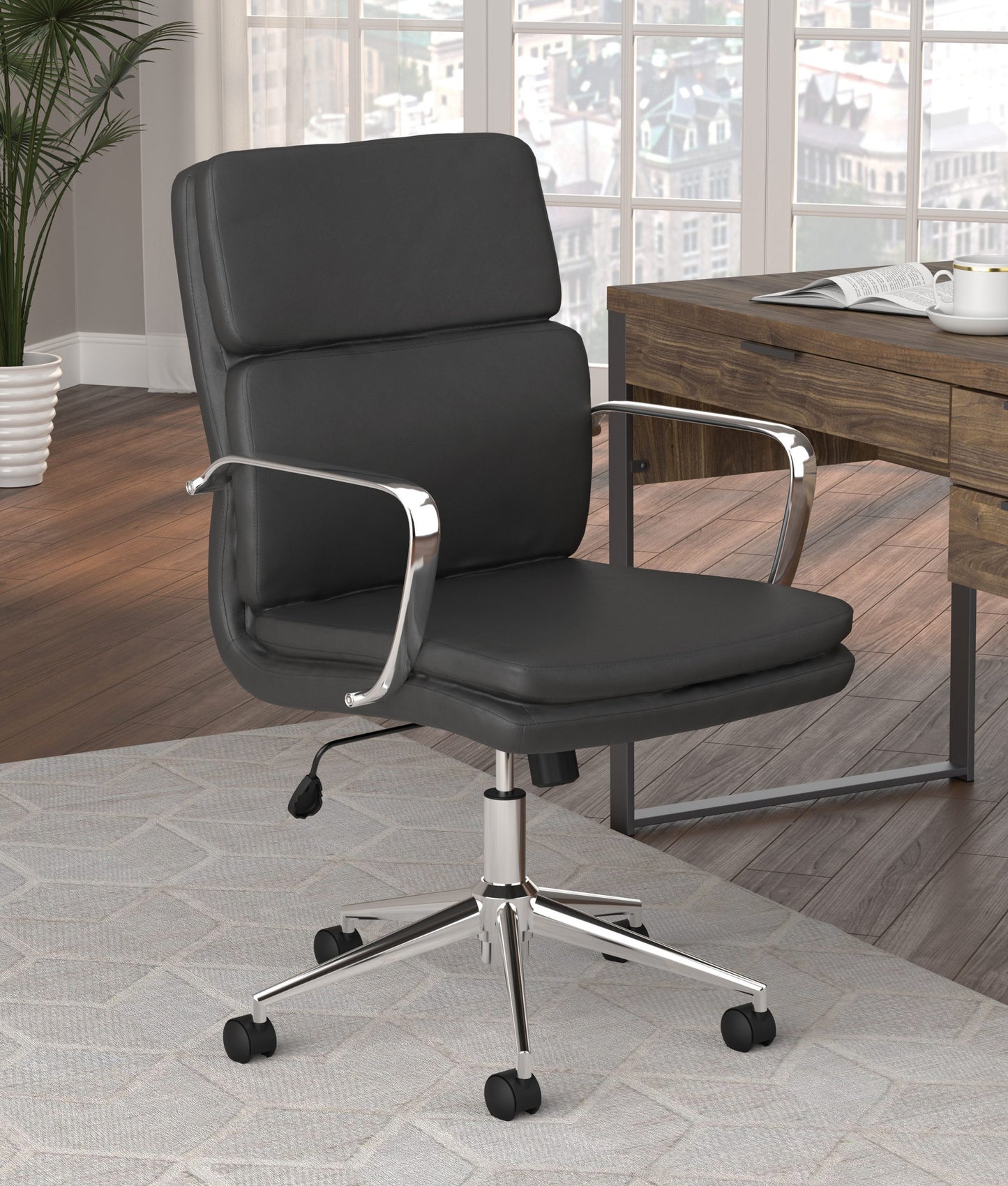 BLACK - STANDARD BACK UPHOLSTERED OFFICE CHAIR