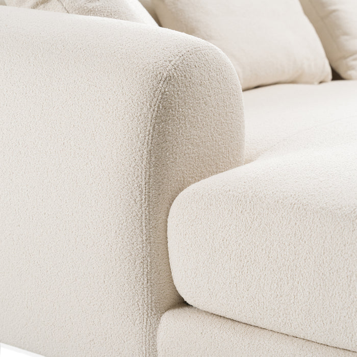 Fleury - Contemporary Cream Fabric and Walnut RAF Sectional Sofa