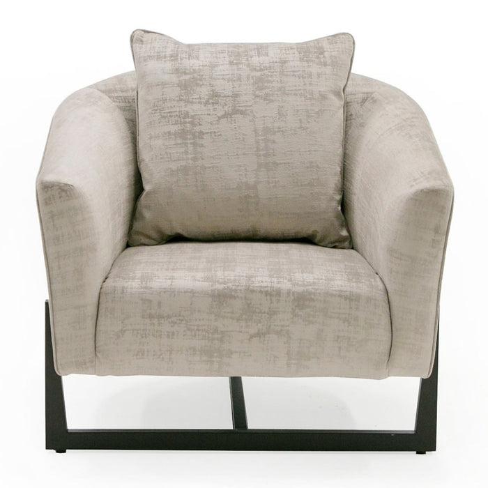 Forbis - Contemporary Light Grey Fabric + Brown Accent Chair