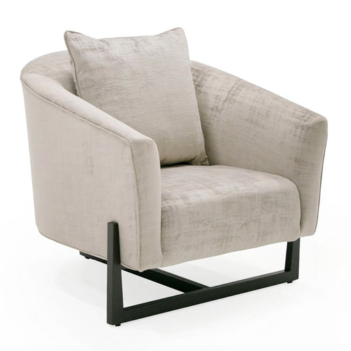 Forbis - Contemporary Light Grey Fabric + Brown Accent Chair