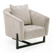 Forbis - Contemporary Light Grey Fabric + Brown Accent Chair