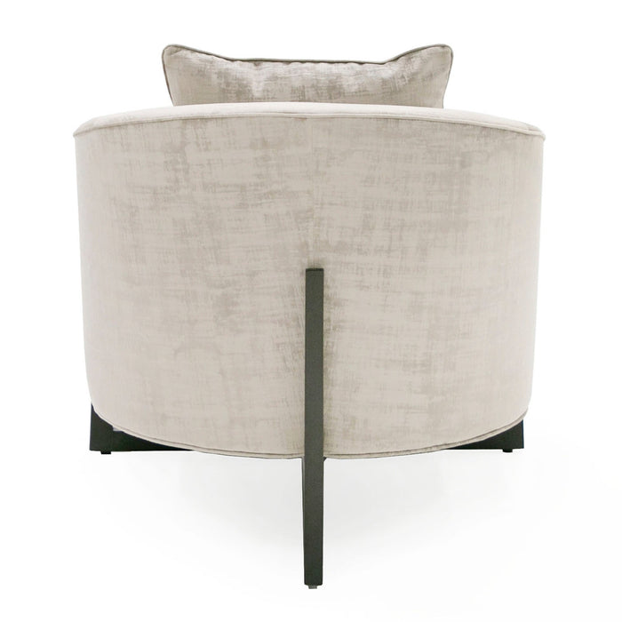 Forbis - Contemporary Light Grey Fabric + Brown Accent Chair