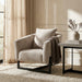 Forbis - Contemporary Light Grey Fabric + Brown Accent Chair