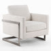 Prince - Contemporary Off White Fabric + Silver Accent Chair