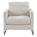 Prince - Contemporary Off White Fabric + Silver Accent Chair