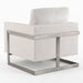 Prince - Contemporary Off White Fabric + Silver Accent Chair