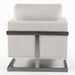 Prince - Contemporary Off White Fabric + Silver Accent Chair